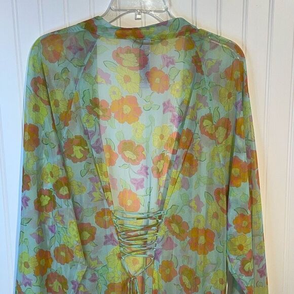 Savage x Fenty Free Spirit Floral Mesh Sheer Full Length Robe Women’s Size 2X/3X - Picture 7 of 9